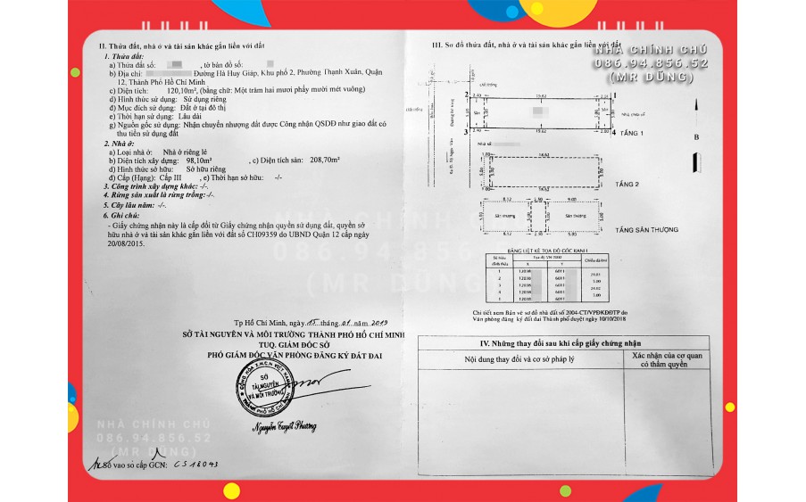 [Q12]. Bán nhà chính chủ gần UBND P.Thạnh Xuân, 5M x 24M, 3T, xe hơi 7C ngủ trong nhà.